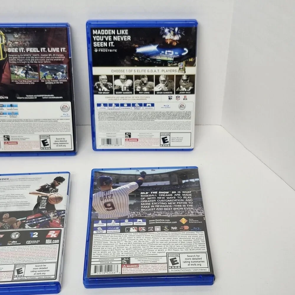 PS4 Sports Game Lot (6) Madden NFL 15 25 18 NBA 2K19 MLB The Show 20 Bundle